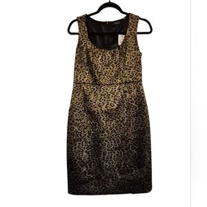 TAHARI NWT Addie Leopard Print Sheath cocktail Dress Size 2